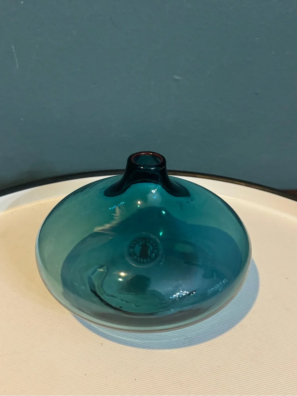 Small IKEA Modernist aqua blue Salong Vases Hand Blown Glass Johanna